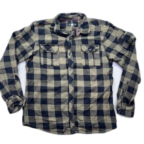 Jeans by Buffalo Mens Large Plaid Thin Flannel Long Sleeve Button Shirt - Picture 1 of 13